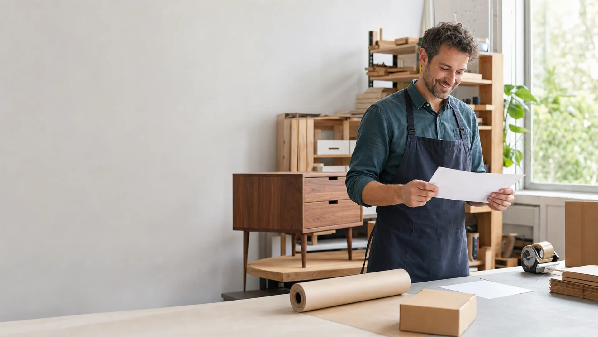 Made-to-order shop owner reviewing an organized day of orders